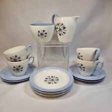 Copeland Spode Tea Set Hamilton Blue White Flowers c 1960 Service For Four