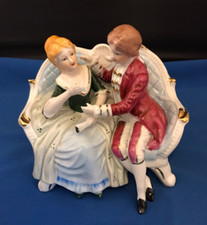 Vintage Hand Decorated  Porcelain Figurine of a Regency Courting Scene