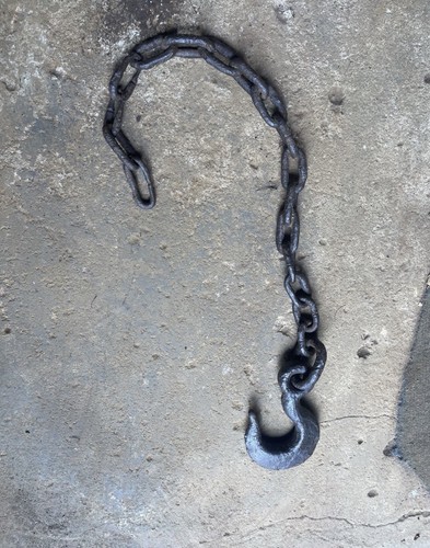 Antique hook with chain - antique,