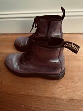 Dr Martens Junior Delaney Girls Size UK 2 Boots Zip & Lace Lilac Glitter
