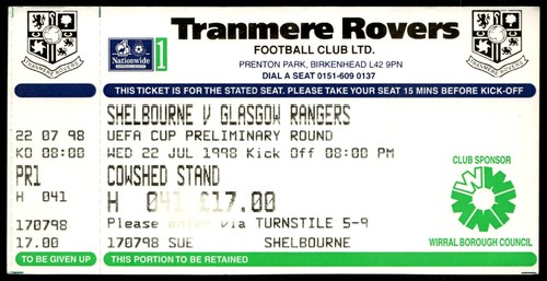 Ticket 1998 shelbourne - ticket, vs