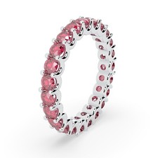 1.50 Round Ruby Diamond U Prong Full Eternity Ring In White Gold