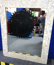 Seashell-edged/inlay mirror - possible oyster/abalone 2 x corners slight damage