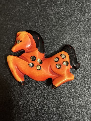 Vintage bakelite carved horse - vintage,