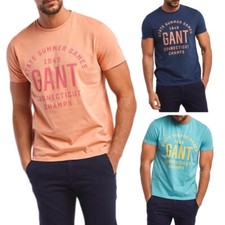 GANT Mens T Shirts Short Sleeve Crew Neck Summer Printed Cotton Casual Tee Top