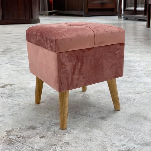 Pink velvet storage ottoman - storage,