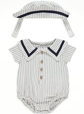 Baby Boys Grey Striped Sailor