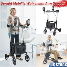 Upright Folding Rollator Walker Lightweight Disability Aid Mobility With Seat
