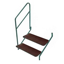 2 Tread Step Green with Handrail Bolt On Stainless Steel for Static Caravan