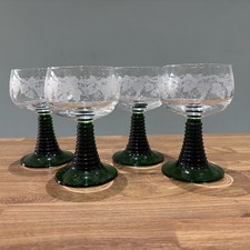 4x Vintage 1970s Luminarc France green beehive stem grape glasses set large 5.5”