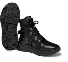 Balmain B Troop Webbing Trimmed Leather High Top Boots