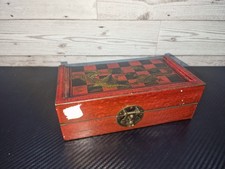 Vintage Chinese Chess Set Carved Folding Box Carved Pieces Collectable