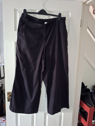 Black wide leg linen blend - wide,