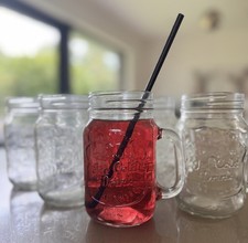 10 x Glass Mason Jars Handled Retro Cocktail Drinking 16oz by Olympia - bargain 