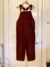 Brora Trousers, Size 12. Classic Cotton Corduroy Dungarees In Rich Berry.