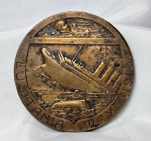 Antique bronze lusitania medal - bronze,
