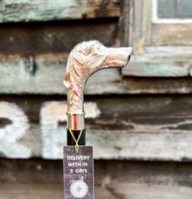 Dog Handle Unique Black Wooden Walking Stick with Handcrafted Canine Cane