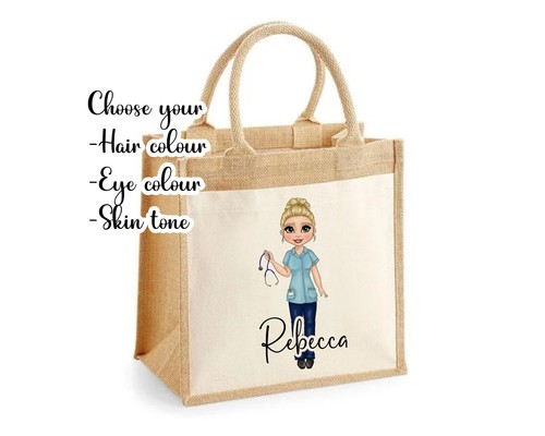 Personalised nurse jute bag - nurse,