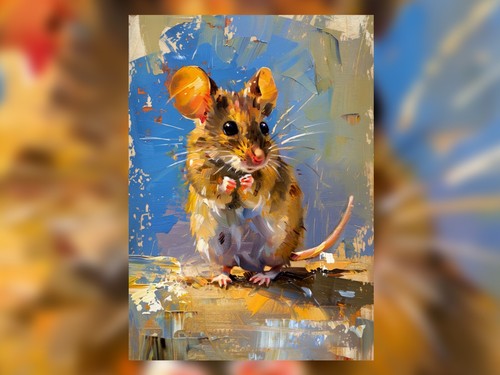 Curious mouse portrait - portrait, 5"x7"