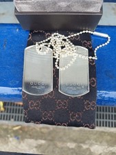 GUCCI Authentic Silver 925 Dog Tags Pendant And Keyring box and velvet pouch