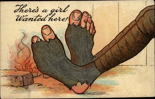 Man with worn socks - worn, "girl