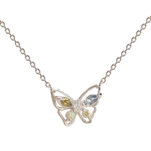 Multi colour gem butterfly - multi, cz