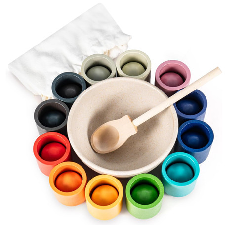 Wooden rainbow ball and - rainbow, cup
