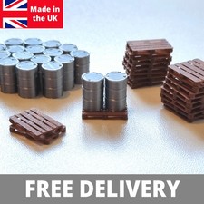 OO Gauge Model Railway Oil Drums Barrels and Pallets Industrial 1/76 Scenery 00