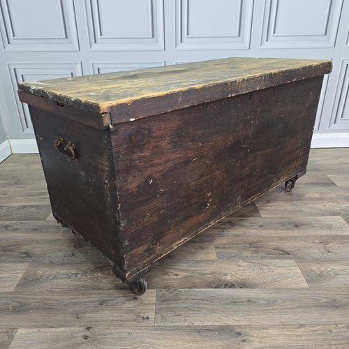 Antique pine wooden trunk - pine,