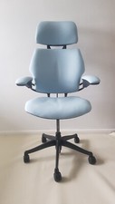 Humanscale Freedom Light Duck Egg Blue Leather Headrest Task Chair Arm Office