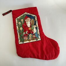 Vintage Christmas Present Stocking Handmade Vintage Retro Fabric Red Small
