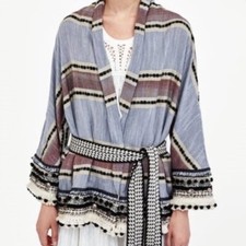 ZARA Jacket Small Blue Striped