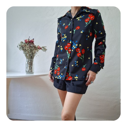 Vtg 70s poppy floral - poppy,