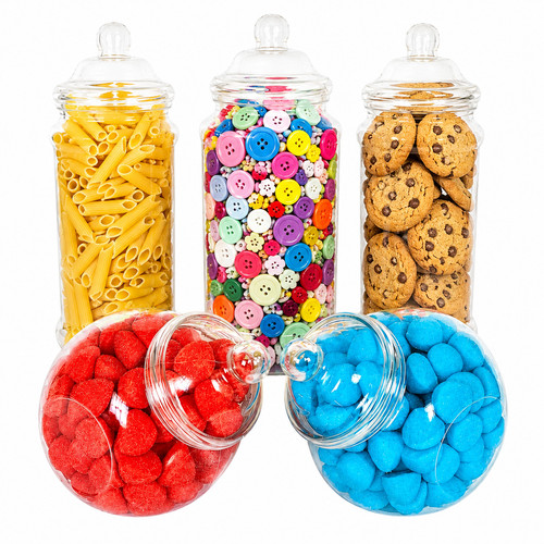Large plastic sweet jars - plastic, x5