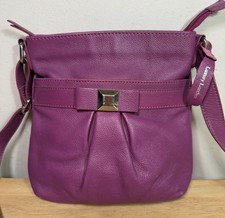Debenhams Collection Genuine Luxury Leather Ladies Cross Body Bag Square Magenta