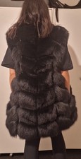 Luxury Real Fox Fur Vest Black