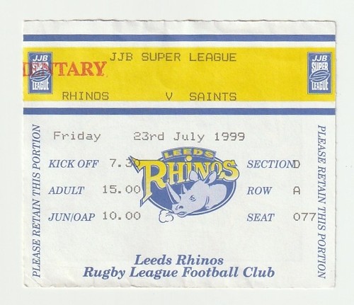 1999 rugby league ticket - 23/07/1999,