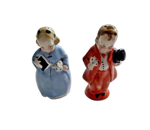 Antique cruet set boy girl - antique, &