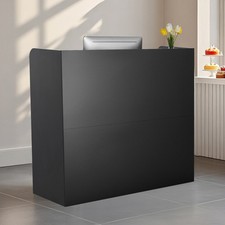 VEVOR Reception Desk Rectangular Front Counter Table 47.24 in Black Office Table
