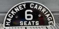 VINTAGE LONDON BLACK CAB HACKNEY CARRIAGE 6 SEATS PLAQUE PLATE SIGN