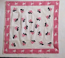 Vintage 50s Cotton Dog Poodle Kitsch Cute Small Neckerchief Head Scarf 20"