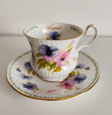 Queen's Fine Bone China Cup & Saucer "August" Pansy Design