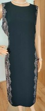 NEW HOBBS FLORAL LACE FITTED DRESS SIZE UK 14 US 10 BLACK IVORY 79% ACETATE