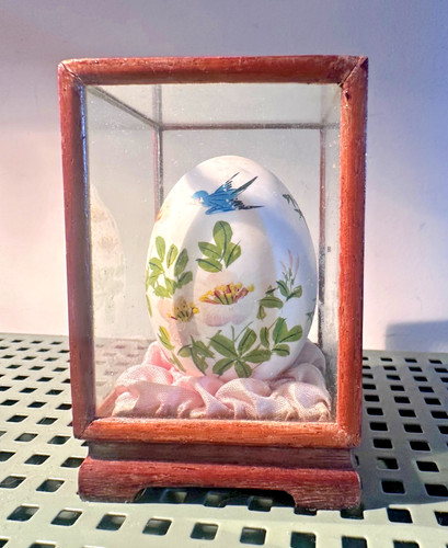 Vintage hand painted egg glass - hand, egg,glass