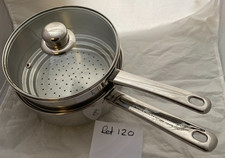 M&S Stainless Steel Saucepan + Steamer & Glass Lid - 20x10cm - Ref 120