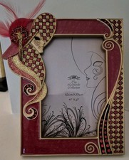 Art Deco Red/Gold Enamel Jewelled Photo Frame 4" x 6" - The Leonardo Collection 