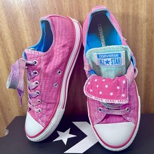 Converse All Star Canvas Double Tongue Low Top Pink Stripe Womens UK 4