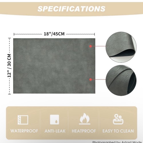 Pcs grey table mat - grey,