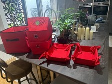 6 Red Fabric Storage Bins/Baskets/Hampers