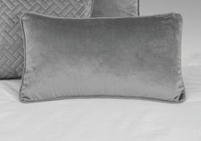 Luxury French Velvet Silver Cushion Covers Oblong Design 20" x 12" Beresford 